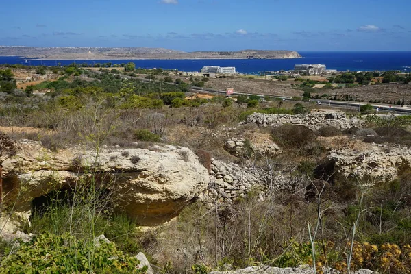 Vista Las Islas Gozo Comino Mediterráneo Desde Isla Malta Ahrax —  Fotos de Stock