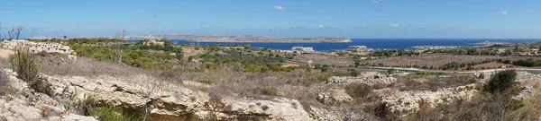 Fotografické Panorama Pohled Ostrovy Gozo Comino Středozemním Moři Ostrova Malta — Stock fotografie