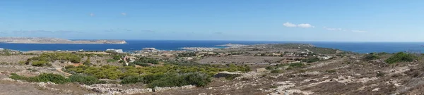 Fotografické Panorama Pohled Ostrovy Gozo Comino Středozemním Moři Ostrova Malta — Stock fotografie