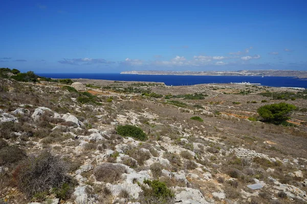 Pohled Ostrovy Gozo Comino Středozemním Moři Ostrova Malta Ahrax Mellieha — Stock fotografie