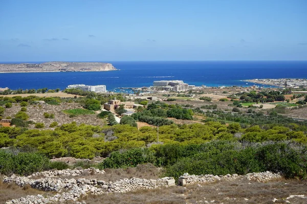 Widok Wyspy Gozo Comino Basenie Morza Śródziemnego Wyspy Malta Ahrax — Zdjęcie stockowe