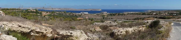 Foto Panorama Vista Las Islas Gozo Comino Mediterráneo Desde Isla —  Fotos de Stock