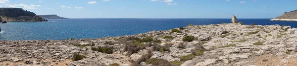 Fotografické Panorama Mys Středozemním Moři Poblíž Čistírny Odpadních Vod Cumnija — Stock fotografie