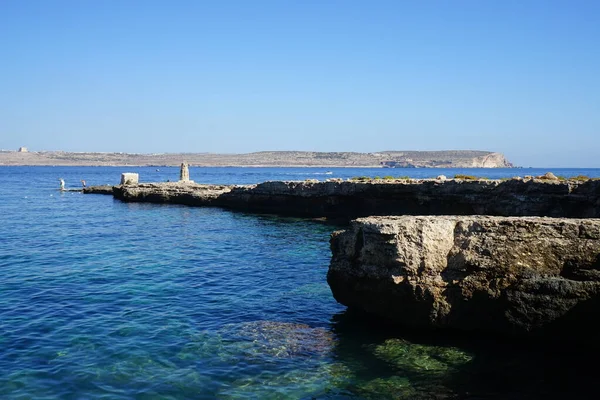 Güzel Kayalık Akdeniz Kıyıları Mellieha Malta — Stok fotoğraf