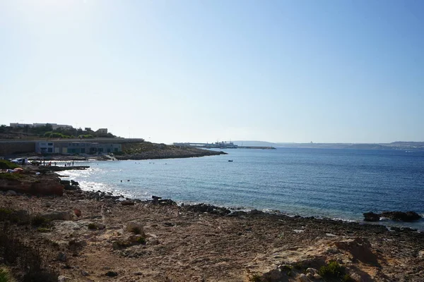 Güzel Kayalık Akdeniz Kıyıları Mellieha Malta — Stok fotoğraf