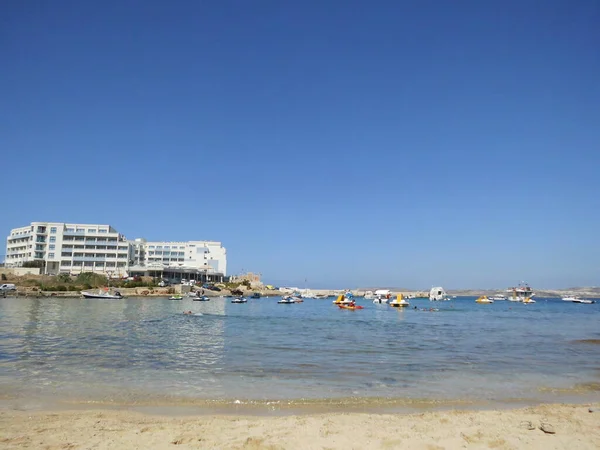 Magnifique Plage Sable Fin Marfa Mellieha Malte — Photo