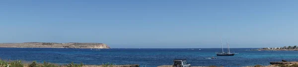 Foto Panorama Velero Las Aguas Del Mediterráneo Unas Maravillosas Vacaciones —  Fotos de Stock