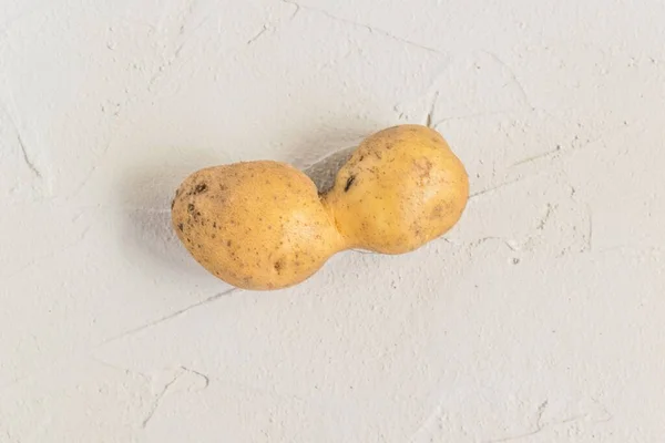 Lelijke Dubbele Aardappel Een Grijze Betonnen Ondergrond Grappig Ongewoon Groente — Stockfoto
