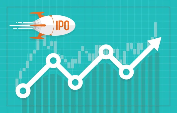 Ipo Offerta Pubblica Iniziale Mercato Azionario Aziendale Concetto Crescita Aziendale — Vettoriale Stock