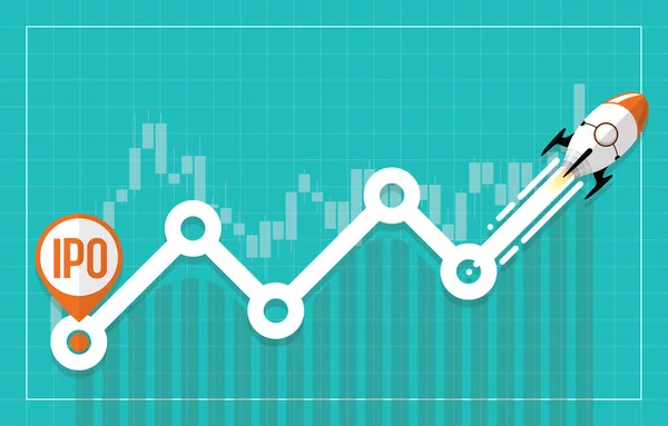 Ipo Oferta Pública Inicial Mercado Valores Corporativo Concepto Crecimiento Empresa — Vector de stock