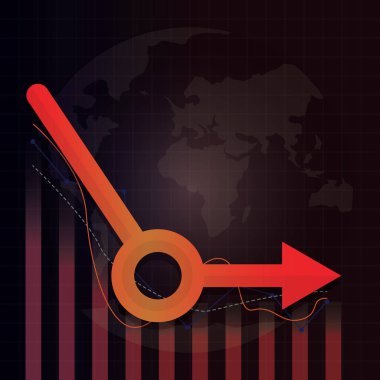 COVID-19 krizinden sonra ekonomik düzelme. Coronavirus salgını sonrası konsept. Ekonomik iş yatırımları büyümüyor. Çubuk grafiği, çizgi grafiği ve L şeklindeki ok ile dizayn et. Vektör illüstrasyonu