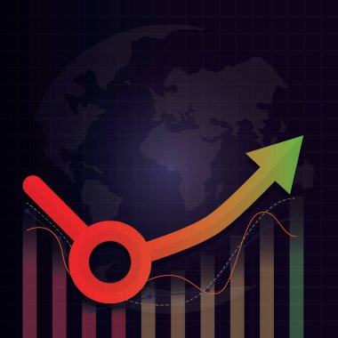 COVID-19 krizinden sonra ekonomik düzelme. Coronavirus salgını sonrası konsept. Ekonomik yatırım artışı. Çizelgeye göre dizayn et, çizgi çizelgesi ve U + L biçimli ok yukarı. Vektör illüstrasyonu