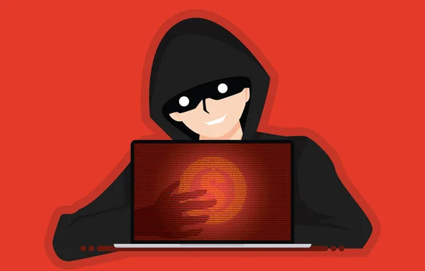 Los Ladrones Roban Dinero Del Sistema Banca Electrónica Hacker Roba — Archivo Imágenes Vectoriales