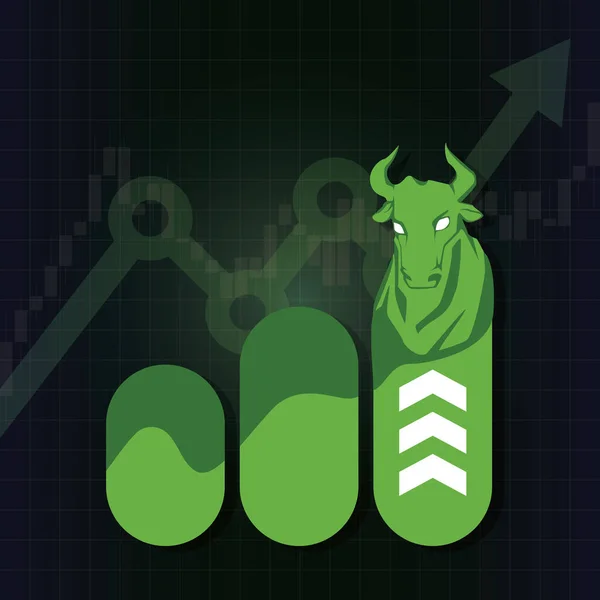 Bullish Symbole Auf Dem Börsenvektor Fonds Devisen Oder Rohstoffpreisdiagramme Über — Stockvektor