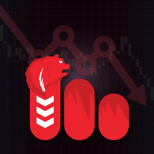 Bearish Símbolos Mercado Valores Vector Gráficos Precios Fondos Divisas Materias — Archivo Imágenes Vectoriales