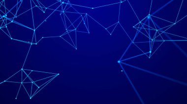 Noktaları ve çizgileri birleştiren soyut iletişim arkaplanı. Pleksus etkisi.