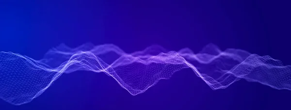 Visualización Macrodatos Corriente Musical Sonidos Fondo Abstracto Con Entrelazado Puntos — Foto de Stock