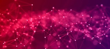 Çizgiler ve noktalar birbirine bağlı teknolojik altyapı. Ağ bağlantısı yapısı. Dijital veri iletişimi. 3B görüntüleme.