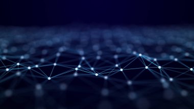 Çizgiler ve noktalar birbirine bağlı teknolojik altyapı. Ağ bağlantısı yapısı. Dijital veri iletişimi. 3B görüntüleme.