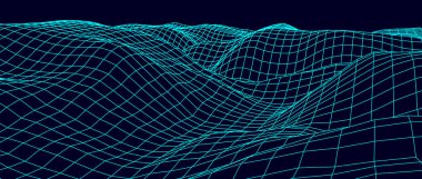 Teknoloji vektör illüstrasyonu. Soyutlama. Dağların peyzaj tasarımı. 3d