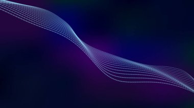 Hareket eden parçacıkların soyut arkaplanı. Müzik dalgası. Büyük miktarda veri. Vektör illüstrasyonu