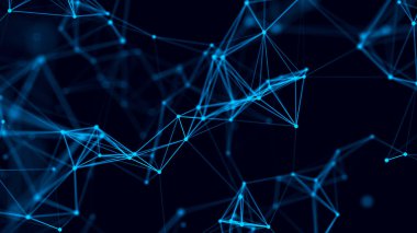 Noktaları ve çizgileri birleştiren soyut bir arkaplan. Ağ bağlantısı yapısı. 3B görüntüleme