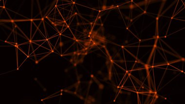 Noktaları ve çizgileri birleştiren soyut bir arkaplan. Ağ bağlantısı yapısı. 3B görüntüleme