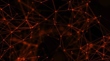 Noktaları ve çizgileri birleştiren soyut bir arkaplan. Uzayda üçgen şekillerin dağılımı. Büyük veri. Ağ bağlantısı yapısı. 3B görüntüleme