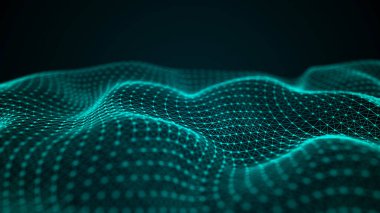 Kesişen noktalar ve çizgiler dalgası. Soyut arkaplan. Bilim için teknolojik tarz, büyük veri .3D görüntüleme.