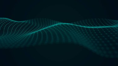Kesişen noktalar ve çizgiler dalgası. Soyut arkaplan. Bilim için teknolojik tarz, büyük veri .3D görüntüleme.