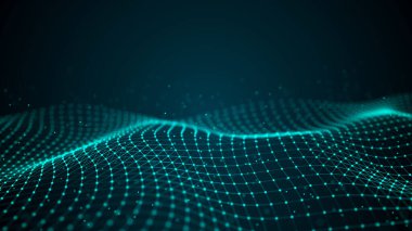 Kesişen noktalar ve çizgiler dalgası. Soyut arkaplan. Bilim için teknolojik tarz, büyük veri .3D görüntüleme.