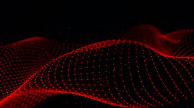 3 boyutlu dalga. Gelecekçi nokta dalgası. Dinamik dalgalı soyut bir arkaplan. Veri teknolojisi çizimi.