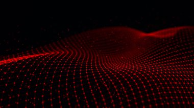 3 boyutlu dalga. Gelecekçi nokta dalgası. Dinamik dalgalı soyut bir arkaplan. Veri teknolojisi çizimi.