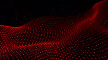 3 boyutlu dalga. Gelecekçi nokta dalgası. Dinamik dalgalı soyut bir arkaplan. Veri teknolojisi çizimi.