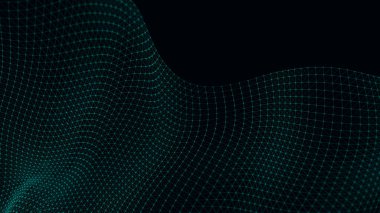 Kesişen noktalar ve çizgiler dalgası. Soyut arkaplan. Bilim için teknolojik tarz, büyük veri .3D görüntüleme.