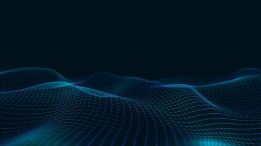 Kesişen noktalar ve çizgiler dalgası. Soyut arkaplan. Bilim için teknolojik tarz, büyük veri .3D görüntüleme.