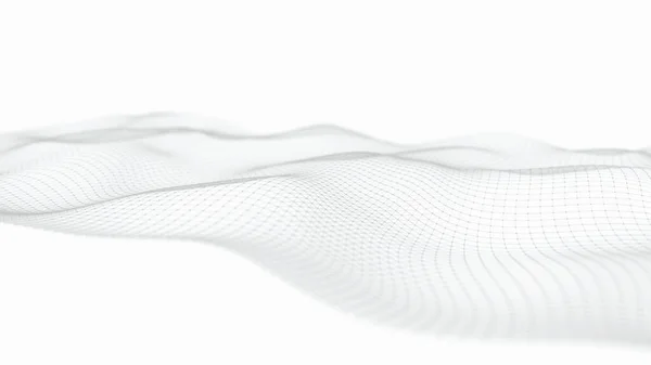 A wave of particles. Futuristic dot wave on white background. Dynamic wave. Wave 3d