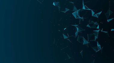 Soyut dijital arkaplan. Kozmik parçacıklar. Pleksusun etkisi. Büyük veri görselleştirmesi. 3d oluşturma