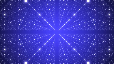 Müzikal soyut arka plan. Ses dalgaları koridoru. Ses parçacıklarının birleşimi. 3d