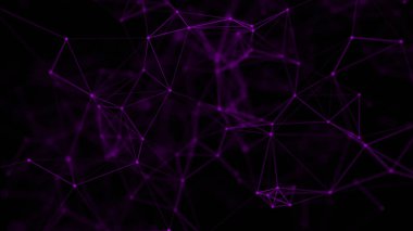 Noktaları ve çizgileri birleştiren soyut bir arkaplan. Uzayda üçgen şekillerin dağılımı. Büyük veri. Ağ bağlantısı yapısı. Üç Boyut