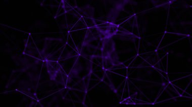 Noktaları ve çizgileri birleştiren soyut bir arkaplan. Uzayda üçgen şekillerin dağılımı. Büyük veri. Ağ bağlantısı yapısı. Üç Boyut