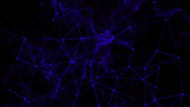 Noktaları ve çizgileri birleştiren soyut bir arkaplan. Uzayda üçgen şekillerin dağılımı. Büyük veri. Ağ bağlantısı yapısı. Üç Boyut