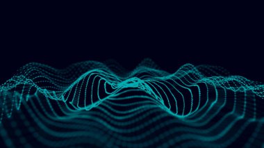 Örümcek ağıyla soyut bir arkaplan. Parçacıkların dinamik dalgası. Büyük veri. 3d