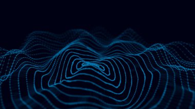 Örümcek ağıyla soyut bir arkaplan. Parçacıkların dinamik dalgası. Büyük veri. 3d