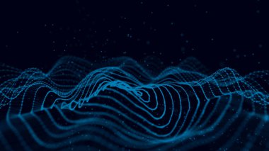 Örümcek ağıyla soyut bir arkaplan. Parçacıkların dinamik dalgası. Büyük veri. 3d