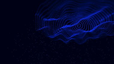 Örümcek ağıyla soyut bir arkaplan. Parçacıkların dinamik dalgası. Büyük veri. 3d