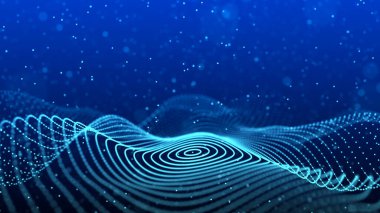Örümcek ağıyla soyut bir arkaplan. Parçacıkların dinamik dalgası. Büyük veri. 3d