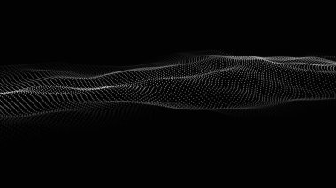 Parçacık dalgası. Gelecekçi nokta dalgası. Vektör çizimi. Dinamik bir dalga ile soyut arkaplan.