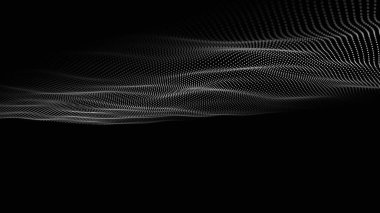 Parçacık dalgası. Gelecekçi nokta dalgası. Vektör çizimi. Dinamik bir dalga ile soyut arkaplan.