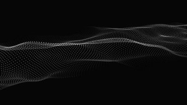 Parçacık dalgası. Gelecekçi nokta dalgası. Vektör çizimi. Dinamik bir dalga ile soyut arkaplan.